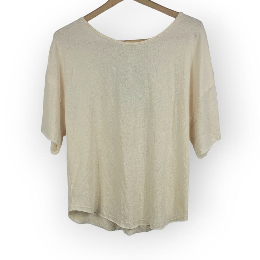 Alya Francesca's Knit Cropped Short Sleeve Open Back Tie Closer Women's Size XL